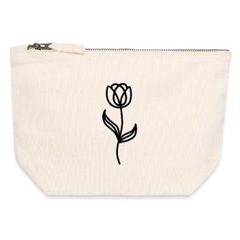 Minimalistische Tulpe - Canvas Reißverschluss-Täschchen (12 x 13 cm) - Naturweiß - Vorne
