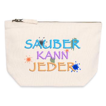 Sauber kann Jeder, witziger Spruch - Canvas Reißverschluss-Täschchen (12 x 13 cm) - Naturweiß - Vorne