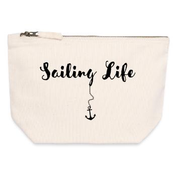 Segeln und Bootfahren - Sail Love - Canvas Reißverschluss-Täschchen (12 x 13 cm) - Naturweiß - Vorne
