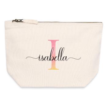 I | Monogramm | Name | Isabella |Watercolor - Canvas Reißverschluss-Täschchen (12 x 13 cm) - Naturweiß - Vorne