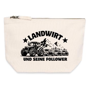 Landwirt und seine Follower - Traktor - Stau - Canvas Reißverschluss-Täschchen (12 x 13 cm) - Naturweiß - Vorne
