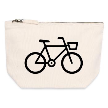 Fahrrad Bike Icon Outline - Canvas Zip Pouch 12 x 13 cm - nature - Front