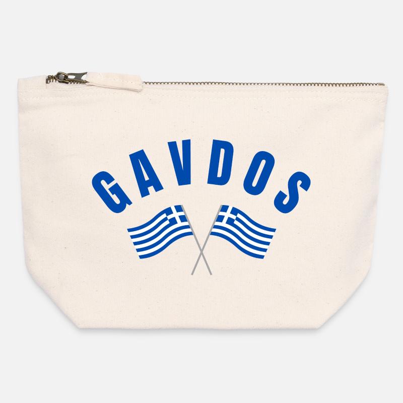 Gavdos griechische Flaggen überschritten – Inselstolz - Canvas Reißverschluss-Täschchen (12 x 13 cm) - Naturweiß