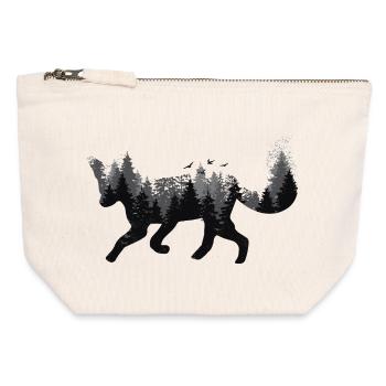 Renard & Forêt - Pochette zippée en toile 12 x 13 cm - blanc naturel - Devant