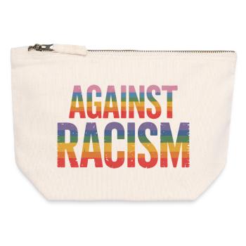 Against Racism - Antifa Rainbow Tee - Canvas Zip Pouch 12 x 13 cm - nature - Front