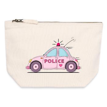 Polizeiauto Police Rosa - Canvas Reißverschluss-Täschchen (12 x 13 cm) - Naturweiß - Vorne