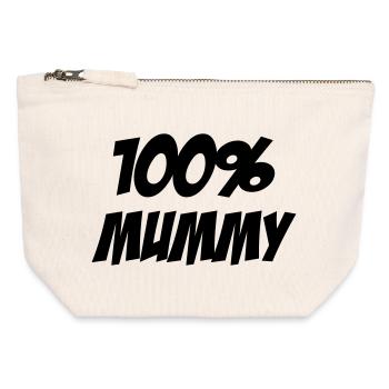 100% Maman - Fête des Mères - Pochette zippée en toile 12 x 13 cm - blanc naturel - Devant