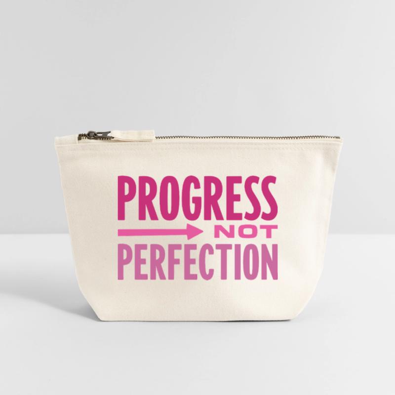 Le progrès, pas la perfection Le progrès compte Pochette zippée en toile 12 x 13 cm