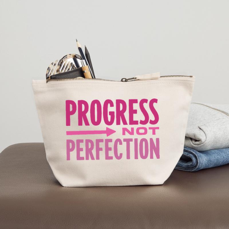Le progrès, pas la perfection Le progrès compte Pochette zippée en toile 12 x 13 cm