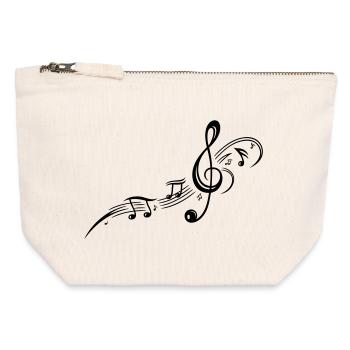 Les notes de musique, clefs, musique - Pochette zippée en toile 12 x 13 cm - blanc naturel - Devant