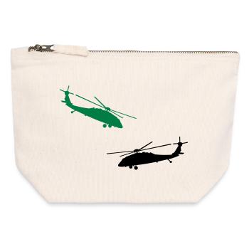 hélicoptère - Pochette zippée en toile 12 x 13 cm - blanc naturel - Devant