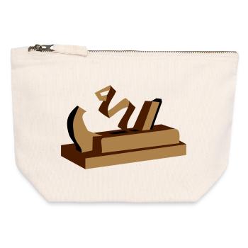 une raboteuse en bois - Pochette zippée en toile 12 x 13 cm - blanc naturel - Devant