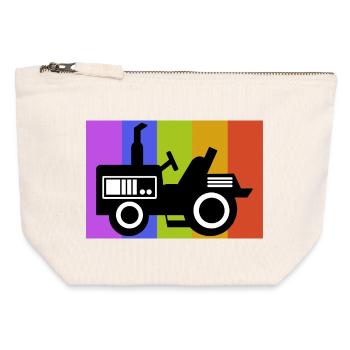 Véhicule à moteur Agriculteur biologique Country Life Farmer Tracteur - Pochette zippée en toile 12 x 13 cm - blanc naturel - Devant