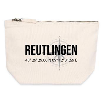 Koordinaten Reutlingen - Canvas Reißverschluss-Täschchen (12 x 13 cm) - Naturweiß - Vorne