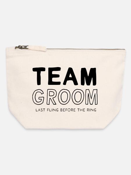 Team Groom - Canvas Reißverschluss-Täschchen (12 x 13 cm) - Naturweiß