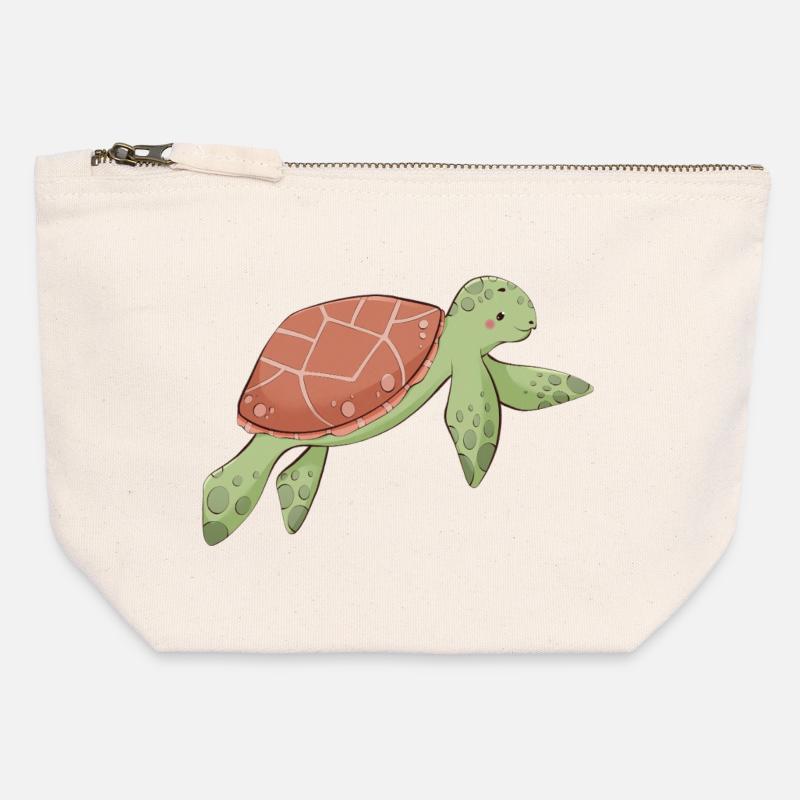 Turtle - Canvas Zip Pouch 12 x 13 cm - nature