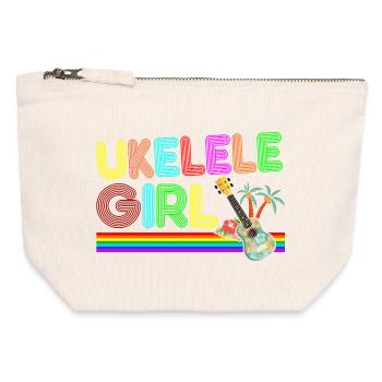 Hawaiian Ukulele Uke Retro 70s - Canvas Zip Pouch 12 x 13 cm - nature - Front