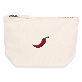 Embroidered chili - Canvas Zip Pouch 12 x 13 cm - nature - Front