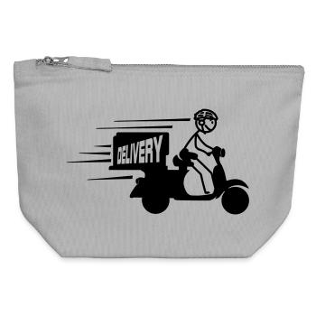 Livraison de colis de scooter ou de SMS - Pochette zippée en toile 12 x 13 cm - gris chiné - Devant