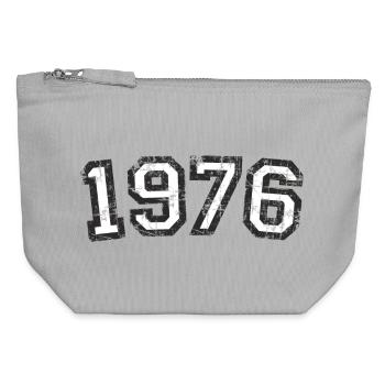Né en 1976 Anniversaire Année - Pochette zippée en toile 12 x 13 cm - gris chiné - Devant