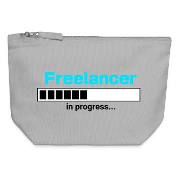 Freelancer in Progress – Self-Employment Motif - Canvas Zip Pouch 12 x 13 cm - sports grey - Front