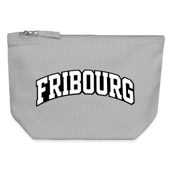 Fribourg Arch Schriftzug - Canvas Reißverschluss-Täschchen (12 x 13 cm) - Grau meliert - Vorne