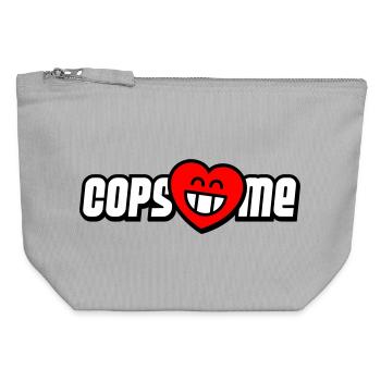 Cops love me (Farben änderbar) - Canvas Reißverschluss-Täschchen (12 x 13 cm) - Grau meliert - Vorne