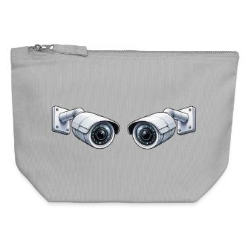 Caméra de surveillance - Pochette zippée en toile 12 x 13 cm - gris chiné - Devant