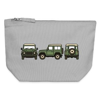 Voiture tout-terrain - Pochette zippée en toile 12 x 13 cm - gris chiné - Devant
