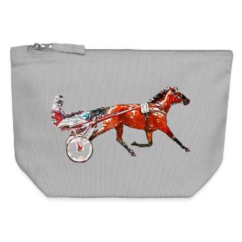 Trotter Trotting Race Design - Pochette zippée en toile 12 x 13 cm - gris chiné - Devant