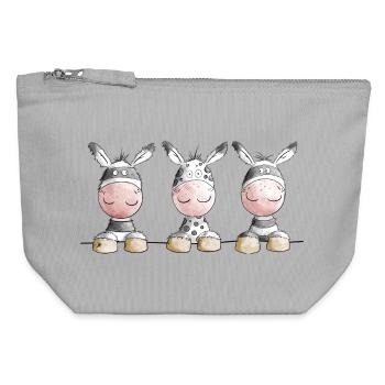 Zebra Team I Afrika Wildtier Design - Canvas Reißverschluss-Täschchen (12 x 13 cm) - Grau meliert - Vorne