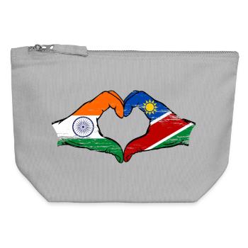India Namibia Flag Hands Heart Shape used - Canvas Zip Pouch 12 x 13 cm - sports grey - Front
