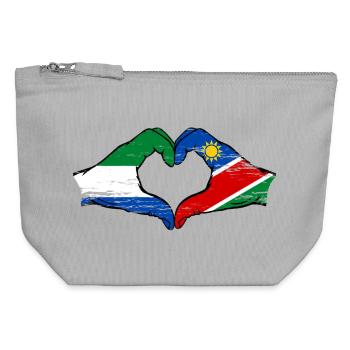 Sierra_Leone_Namibia_Flagge_Haende_Herzform_use - Canvas Zip Pouch 12 x 13 cm - sports grey - Front