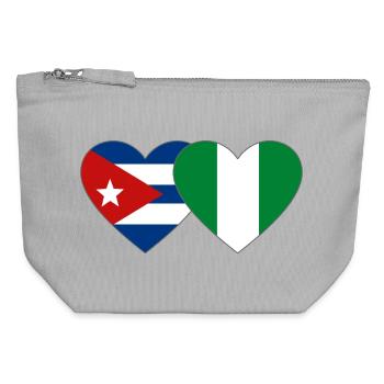 Cuba Nigeria Flag Heart Flag - Canvas Zip Pouch 12 x 13 cm - sports grey - Front