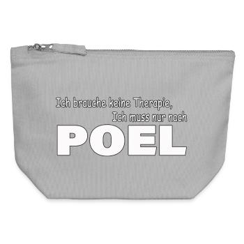 Thérapie POEL - Pochette zippée en toile 12 x 13 cm - gris chiné - Devant