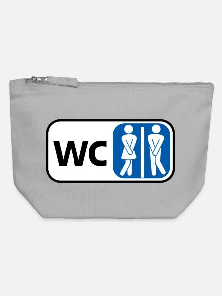 WC Silhouetten Männer Frauen - Canvas Reißverschluss-Täschchen (12 x 13 cm) - Grau meliert