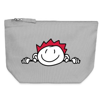 hide wall wall face head child painted kri - Canvas Zip Pouch 12 x 13 cm - sports grey - Front