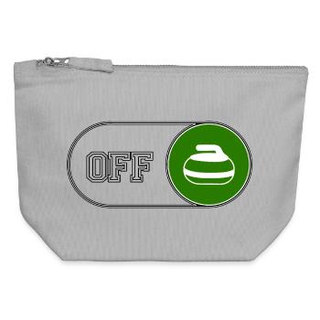Mode curling - pour un fan de ce sport d’hiver - Pochette zippée en toile 12 x 13 cm - gris chiné - Devant
