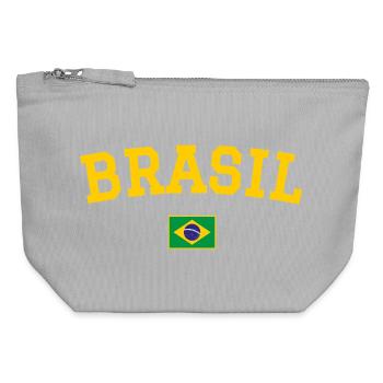 Brazil Flag Design Yellow - Canvas Zip Pouch 12 x 13 cm - sports grey - Front