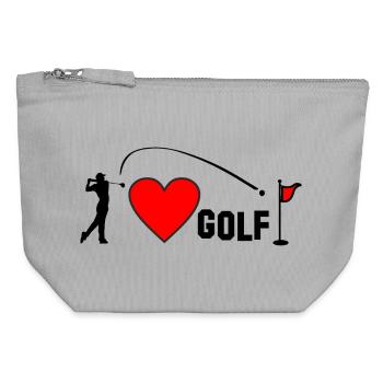 Ich liebe Golfherz - Canvas Reißverschluss-Täschchen (12 x 13 cm) - Grau meliert - Vorne