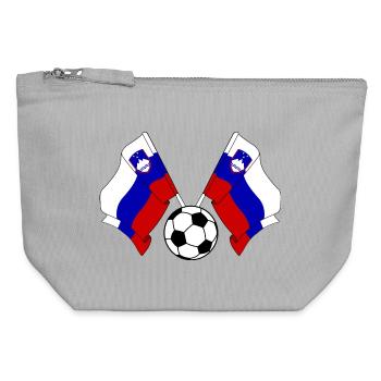 Zwei slowenische Flaggen Fußball Slowenien - Canvas Reißverschluss-Täschchen (12 x 13 cm) - Grau meliert - Vorne
