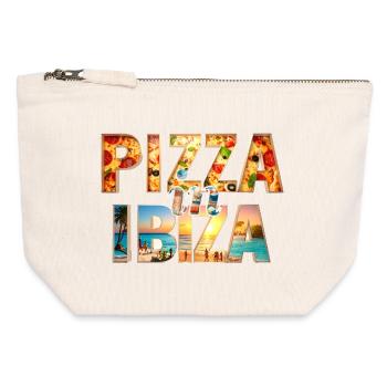Pizza à Ibiza - Pochette zippée en toile 12 x 13 cm - blanc naturel - Devant