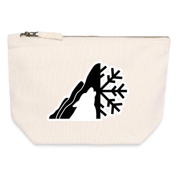Logo de la montagne - Pochette zippée en toile 12 x 13 cm - blanc naturel - Devant