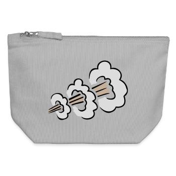 Explosion bruyante de pets Humour Toilet Nuage comique - Pochette zippée en toile 12 x 13 cm - gris chiné - Devant