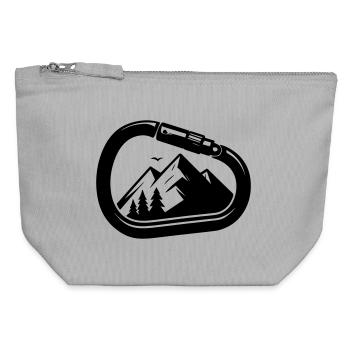Karabiner & Berge – Outdoor Connection - Canvas Reißverschluss-Täschchen (12 x 13 cm) - Grau meliert - Vorne