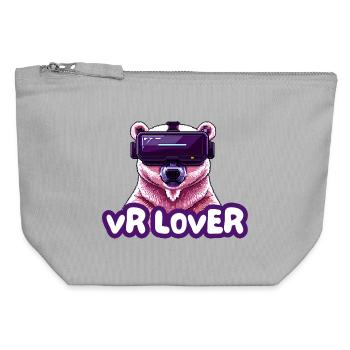 VR Bär mit Virtual Reality Brille - Canvas Reißverschluss-Täschchen (12 x 13 cm) - Grau meliert - Vorne