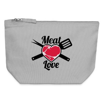 Meat Love - Canvas Reißverschluss-Täschchen (12 x 13 cm) - Grau meliert - Vorne