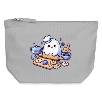 Kochgeist Kawaii Backfreude - Canvas Reißverschluss-Täschchen (12 x 13 cm) - Grau meliert - Vorne