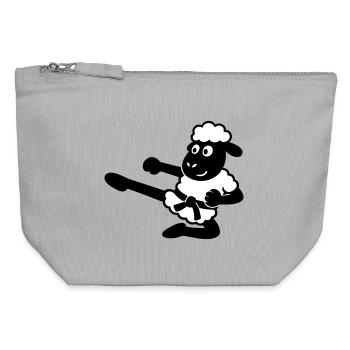 Karate Sheep - Canvas Zip Pouch 12 x 13 cm - sports grey - Front