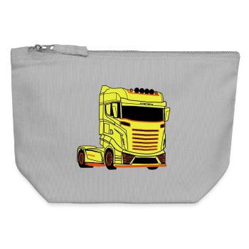 LKW-Fahrer Fernfahrer LKW Brummi - Canvas Reißverschluss-Täschchen (12 x 13 cm) - Grau meliert - Vorne